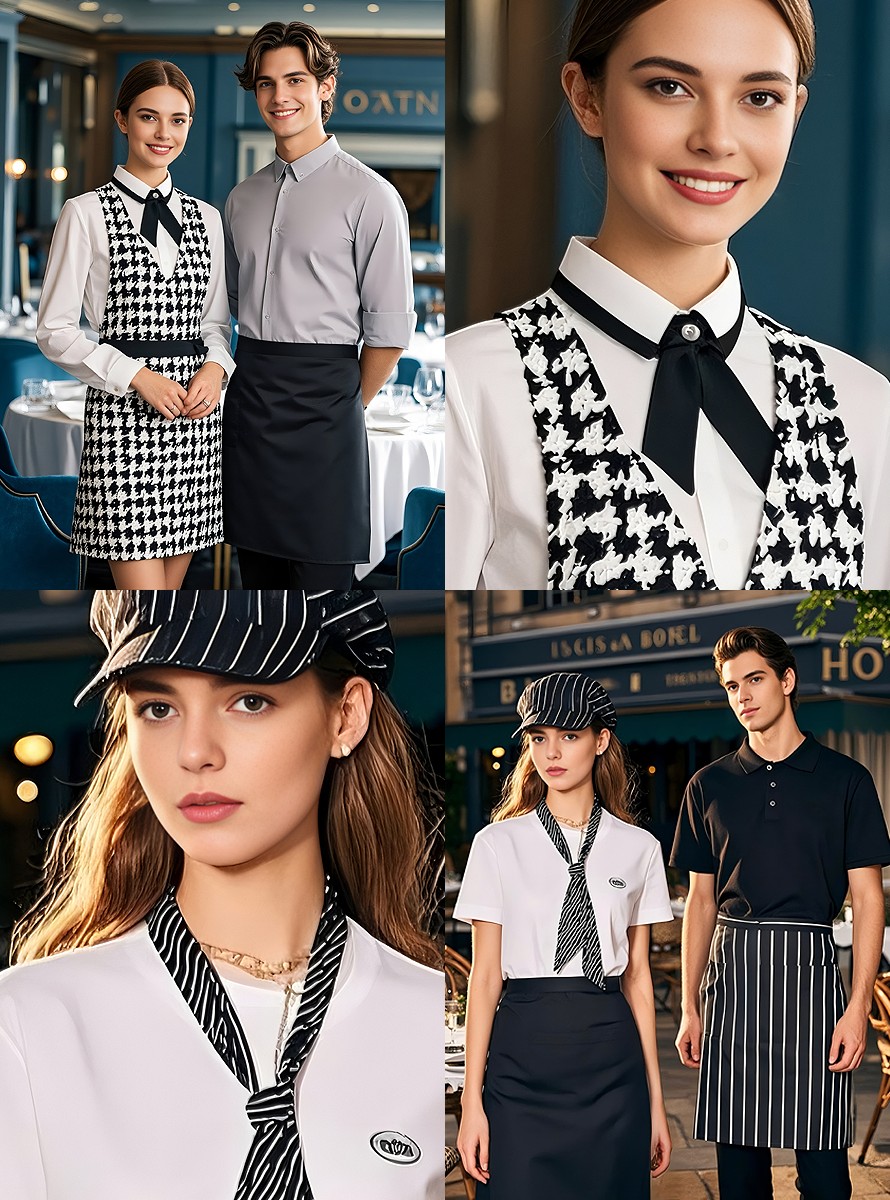 風(fēng)格典雅復(fù)古格調(diào)西式餐廳外籍服務(wù)生夏季工作服