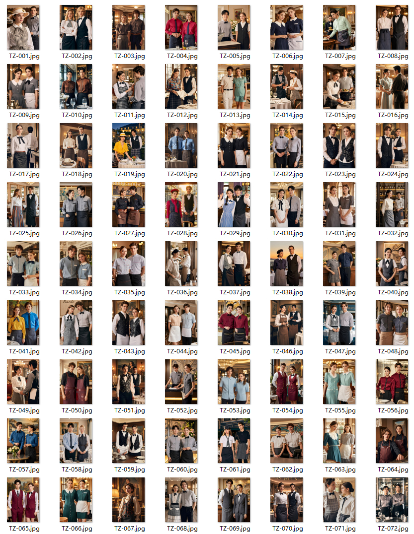 風(fēng)格典雅復(fù)古格調(diào)西式餐廳外籍服務(wù)生夏季工作服