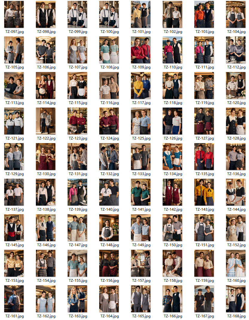 風(fēng)格典雅復(fù)古格調(diào)西式餐廳外籍服務(wù)生夏季工作服