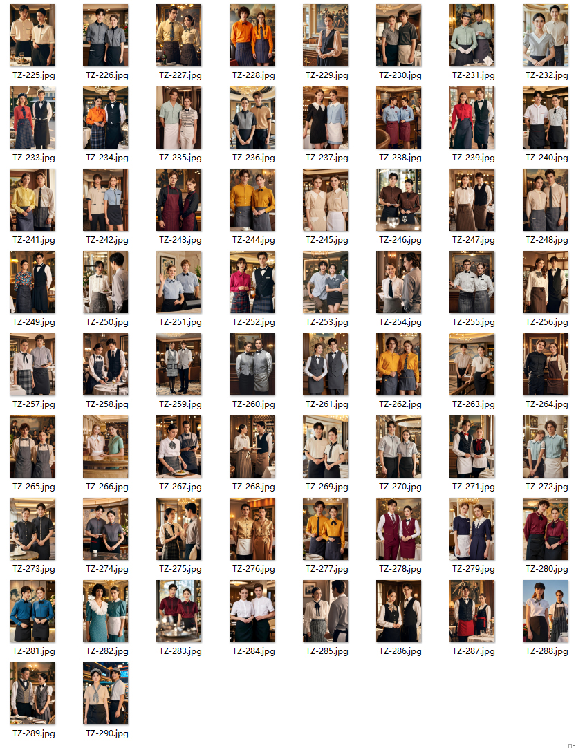 風(fēng)格典雅復(fù)古格調(diào)西式餐廳外籍服務(wù)生夏季工作服