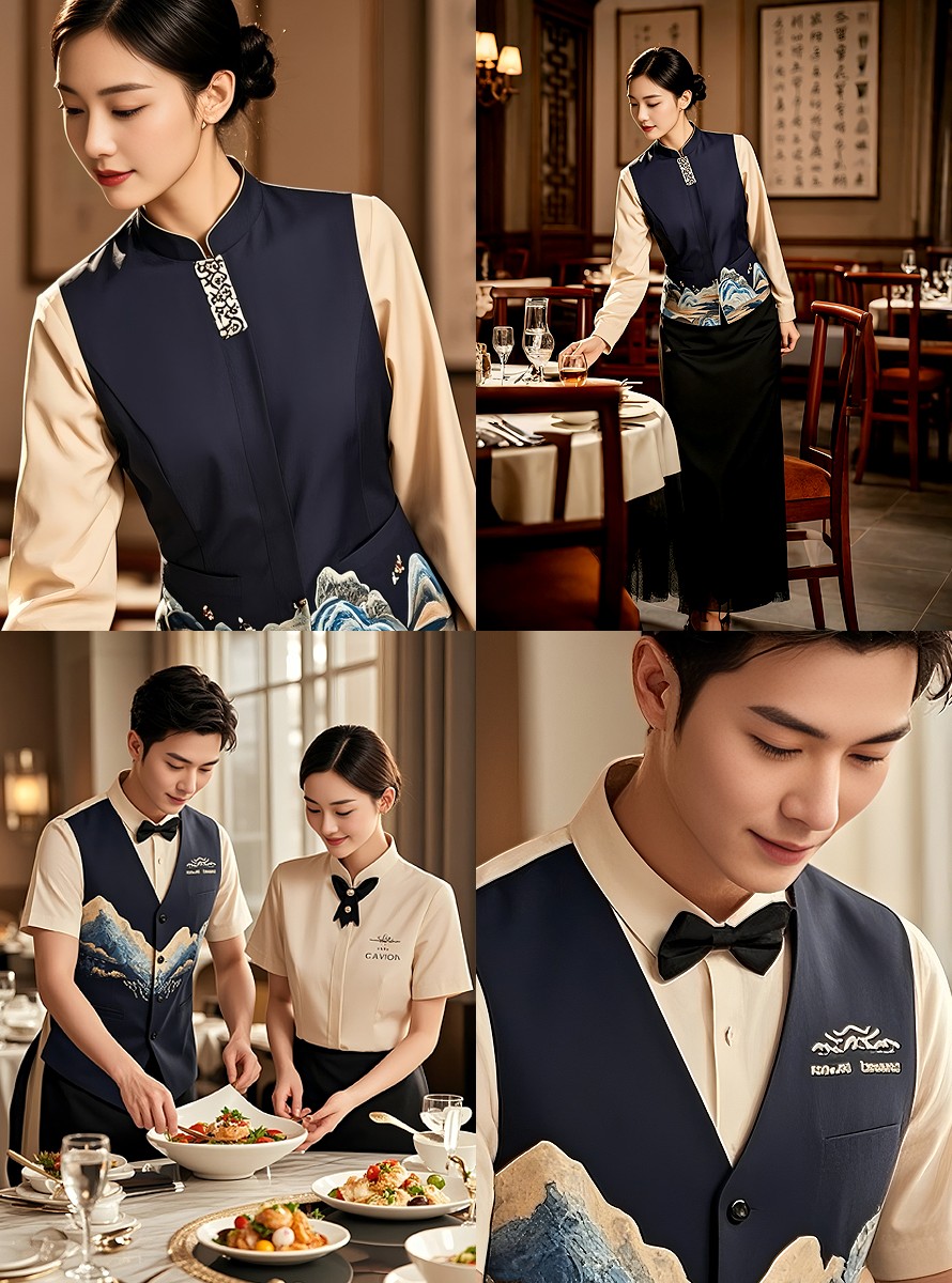新國風(fēng)美學(xué)制服-酒店中式餐廳服務(wù)員工作服文化符號解碼圖鑒