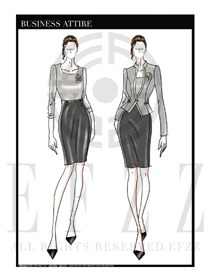 手繪修身款女秋冬職業(yè)裝設(shè)計(jì)圖1240