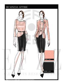 手繪修身款女秋冬職業(yè)裝設(shè)計(jì)圖1244