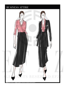 大師手繪女款秋冬職業(yè)裝設計圖1246