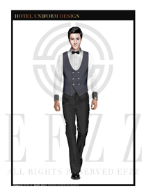 藏青色馬甲款西餐服務(wù)員服裝款式圖1209