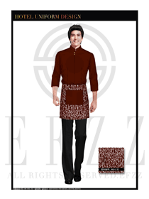 紅色大理石紋圍裙男款中餐傳菜員制服設(shè)計(jì)圖125