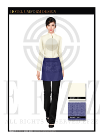 藍(lán)色祥云圍裙女款中餐傳菜員服裝款式圖128