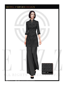 黑灰色圓型花女款中餐傳菜員制服設(shè)計圖130