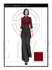 棗紅色女款外套中餐傳菜員制服設(shè)計圖132