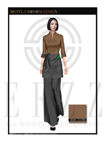 深黃色女款外套中餐傳菜員服裝款式圖133