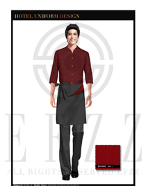 棗紅色男款外套中餐傳菜員制服設(shè)計(jì)圖134