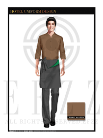 深黃色男款外套中餐傳菜員制服設計圖135