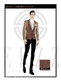 金紅色祥云酒店門童行李生制服設(shè)計圖1016