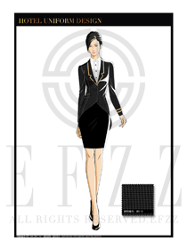 黑色小千鳥(niǎo)格女款酒店行李生制服設(shè)計(jì)圖1017