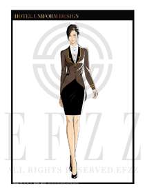 灰色女款酒店門童保安行李生制服設(shè)計(jì)圖1019