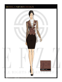 金紅色祥云女款酒店門童行李生服裝款式圖1022