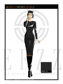 黑色高檔暗紋女款酒店門童服裝款式圖1031