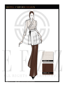 米色十字仿麻女款中餐傳菜員制服設(shè)計(jì)圖138