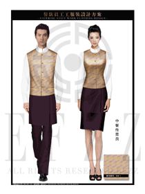 金色泰式外套男女款中餐傳菜員制服設(shè)計(jì)圖140