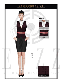 時(shí)尚玫紅色女款中餐傳菜員制服設(shè)計(jì)圖146