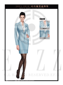 淺藍色OL時尚女秋冬職業(yè)套裙裝設(shè)計圖1281