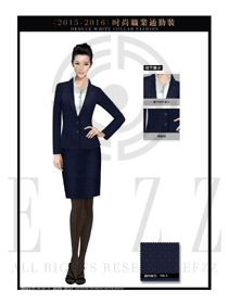 藏藍色金點點女秋冬職業(yè)裝套裙設計圖1285