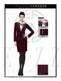 棗紅色金點點女秋冬職業(yè)裝套裙款式圖1286