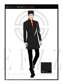 黑色時尚小千鳥格酒店行李生服裝款式圖1039