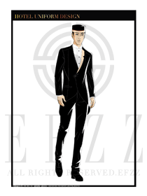 黑色燕尾服酒店行李生制服設(shè)計圖1041