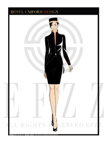 黑色女款酒店門童制服設(shè)計(jì)圖1044
