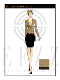 金色時(shí)尚修身女款酒店門童服裝款式圖1049