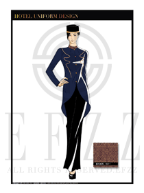 藍(lán)色女款酒店行李生制服設(shè)計(jì)圖1052