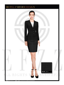 黑色時尚小千鳥格女款酒店經(jīng)理制服款式圖436