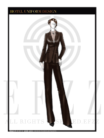 棕色女款酒店經(jīng)理服裝設(shè)計(jì)圖452