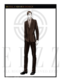 棕色男款酒店經(jīng)理款式設(shè)計圖455