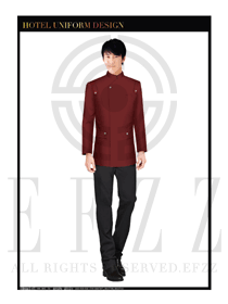玫紅色男款酒店門童服裝款式圖1096