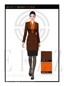 深咖啡色女款酒店門童服裝款式圖1116