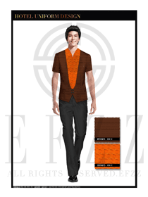 深咖啡色短袖男款酒店行李生制服設(shè)計圖1119