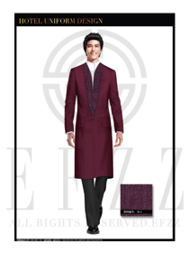 玫紅色男款酒店行李生制服設計圖1121