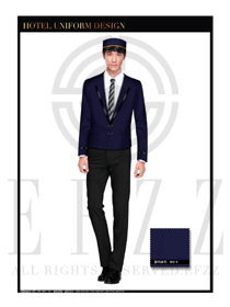 藍(lán)色男款酒店行李生制服設(shè)計(jì)圖1125