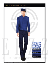 寶石藍男款酒店行李生制服設計圖1129