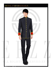 黑色男款酒店門童服裝款式圖1136