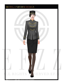 灰色女款酒店門童行李生制服設(shè)計圖1143