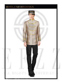 卡其色男款酒店門童服裝款式圖1148