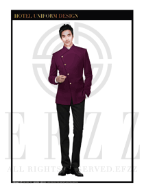 玫紅色男款酒店門(mén)童行李生制服設(shè)計(jì)圖1153