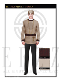 米色男款酒店門(mén)童服裝款式圖1154