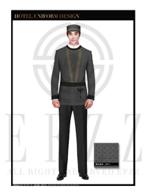 黑灰色男款酒店行李生制服設(shè)計(jì)圖1155