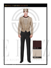 米色男裝酒店門童行李生服裝款式圖1175