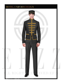 深灰色男款酒店門童制服設(shè)計(jì)圖1180