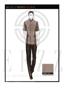 淺咖色男裝酒店門童行李生服裝款式圖1199
